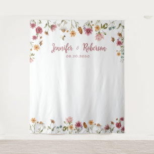 Wildflower Wedding Backdrops Tapestry