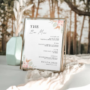 Wildflower Wedding Bar Menu Sign Template