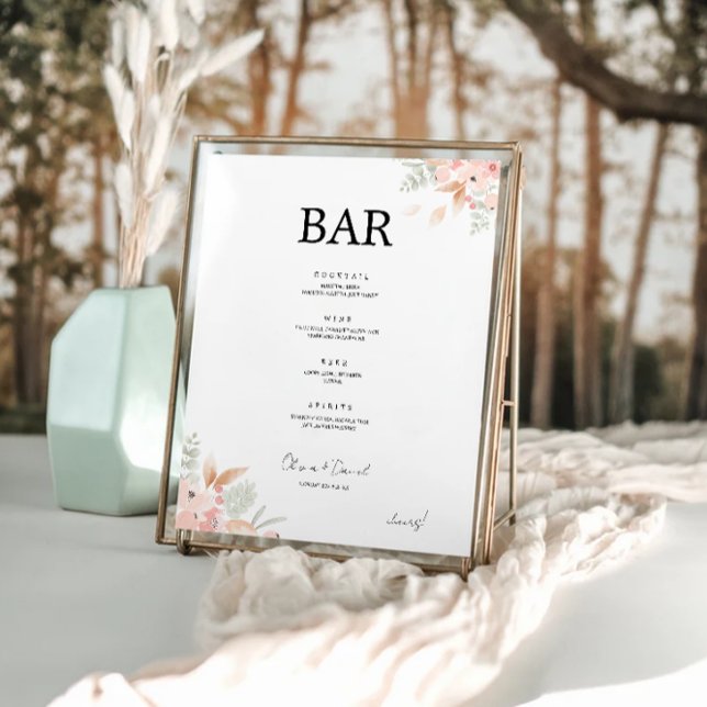 Wildflower Wedding Bar Menu Template Poster (Creator Uploaded)