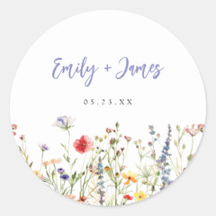 Wildflower Wedding Classic Round Sticker