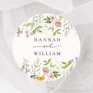 Wildflower Wedding Classic Round Sticker