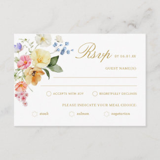 Wildflower Wedding Colorful Floral Wedding RSVP Card