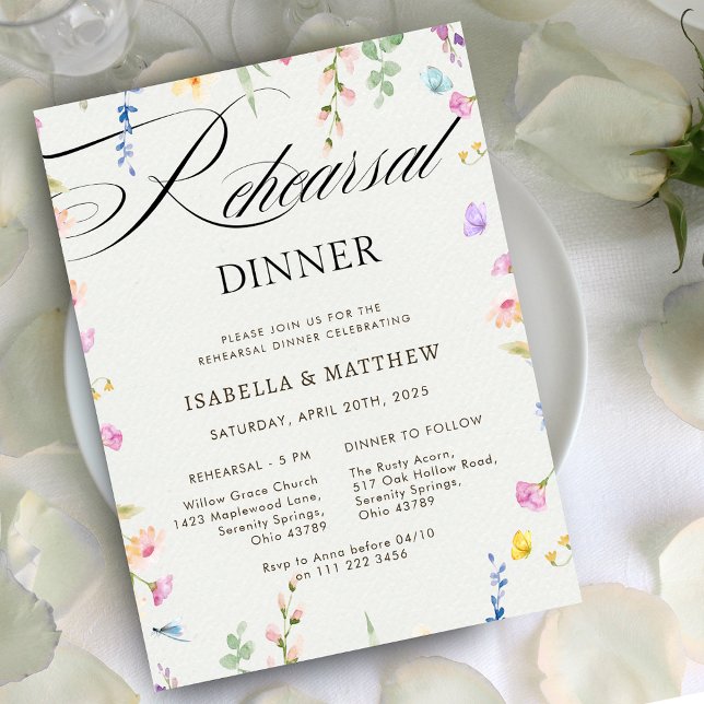 Wildflower Wedding Country Floral Rehearsal Dinner Invitation (Wildflower Wedding Country Floral Rehearsal Dinner Invitation)
