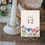 Wildflower Wedding Country Flower Table Number<br><div class="desc">Wildflower Wedding Reception Table Number which you can customise with any table number, decorated with watercolor wild flowers. This rustic country botanical design has a pretty border of wildflowers including daisy poppy cornflower coneflower buttercup seedhead and clover. An elegant modern floral with girly, bohemian garden theme. Please browse my store...</div>