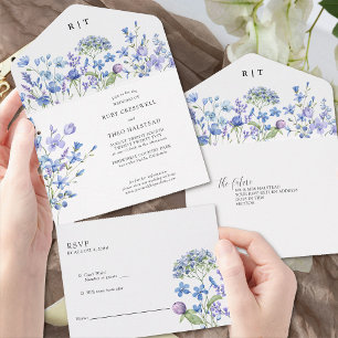 Wildflower Wedding Delicate Periwinkle Wild Flower All In One Invitation