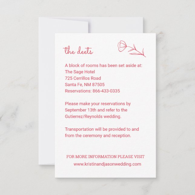 Wildflower Wedding Details Card with QR Code (Front)