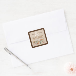 Wildflower Wedding Elegant Inspirivity Modern  Square Sticker