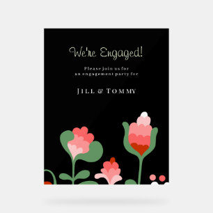Wildflower Wedding Engagement Party Invitation Acrylic Sign