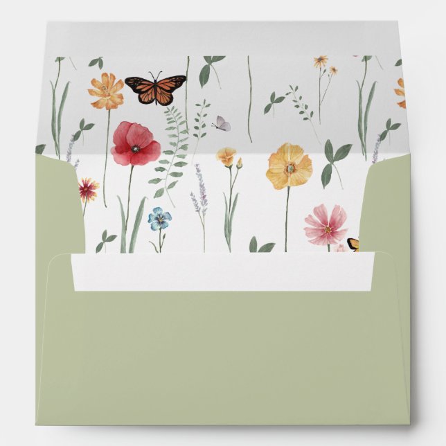 Wildflower Wedding Envelope Liner Set (Back (Bottom))
