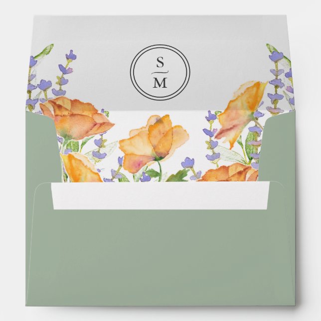 Wildflower Wedding Envelopes Sage Green (Back (Bottom))