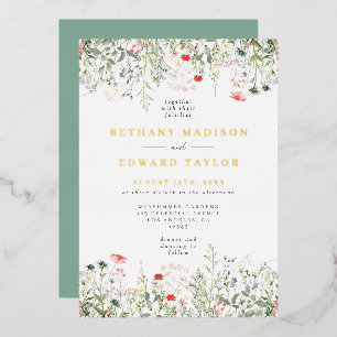 Wildflower Wedding Foil Invitation