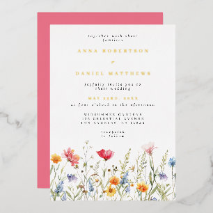 Wildflower Wedding Foil Invitation