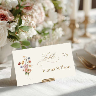 Wildflower Wedding Folded Escort Card