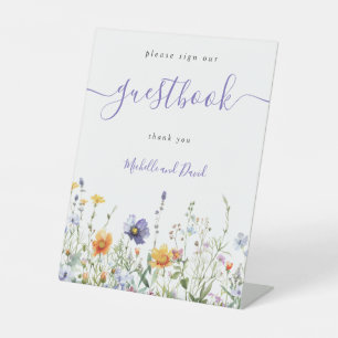Wildflower Wedding Guest Book Pedestal Sign