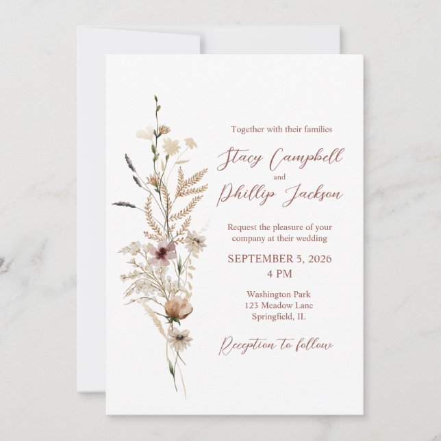 Wildflower Wedding Invitation (Front)
