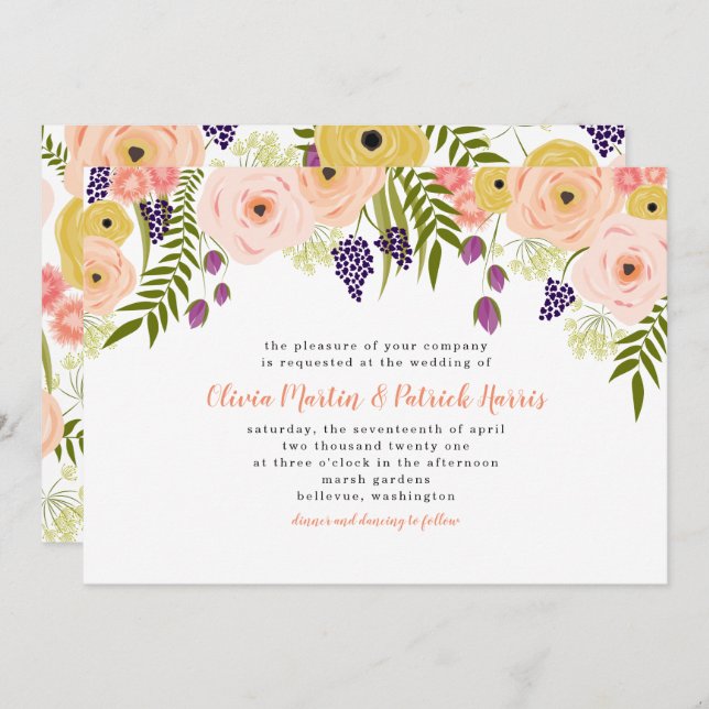 Wildflower Wedding Invitation (Front/Back)
