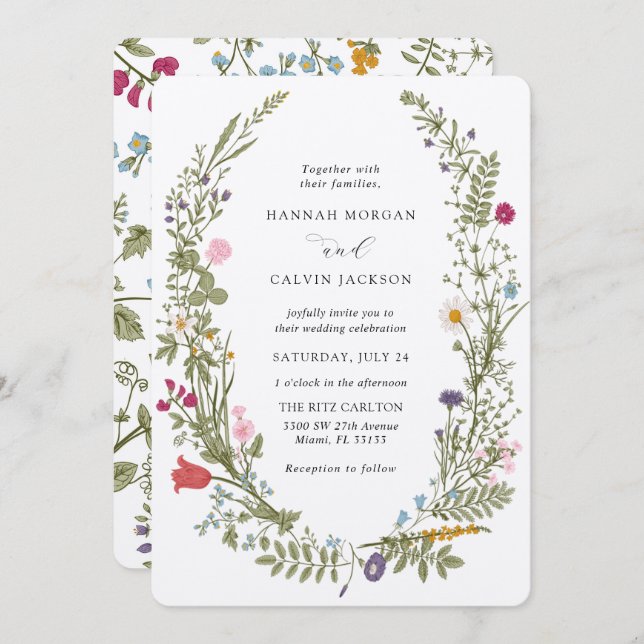 Wildflower Wedding Invitation (Front/Back)