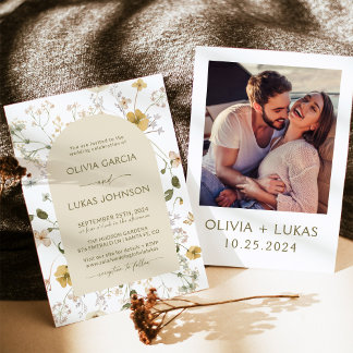 Wildflower Wedding Invitation, Boho Floral Arch Invitation