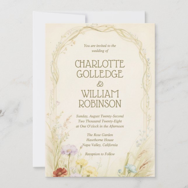 Wildflower Wedding Invitation Garden Arch (Front)