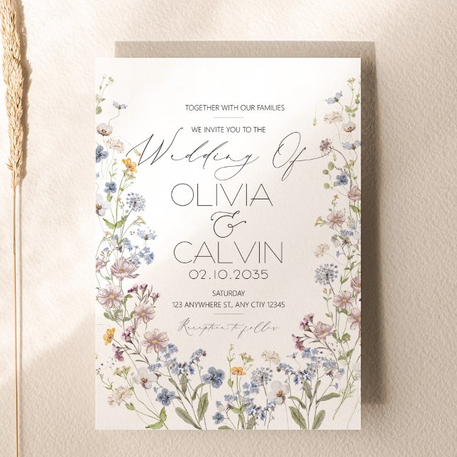 Wildflower Wedding Invitation Template (Wildflower Wedding Invitation Template)