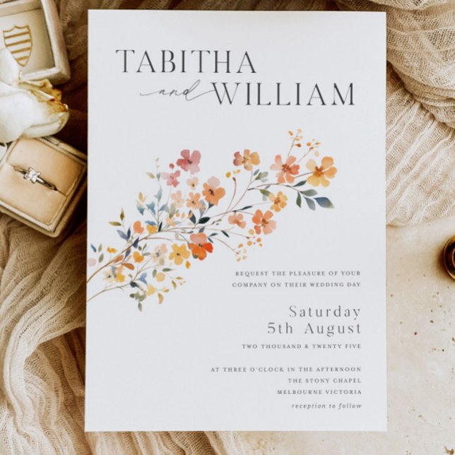 Wildflower Wedding Invitation Template Boho Floral (Creator Uploaded)