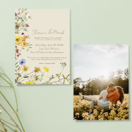Wildflower Wedding Invitation with Photo Back