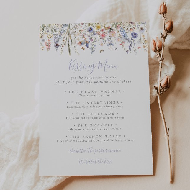 Wildflower Wedding Kissing Menu Game Card (Creator Uploaded)