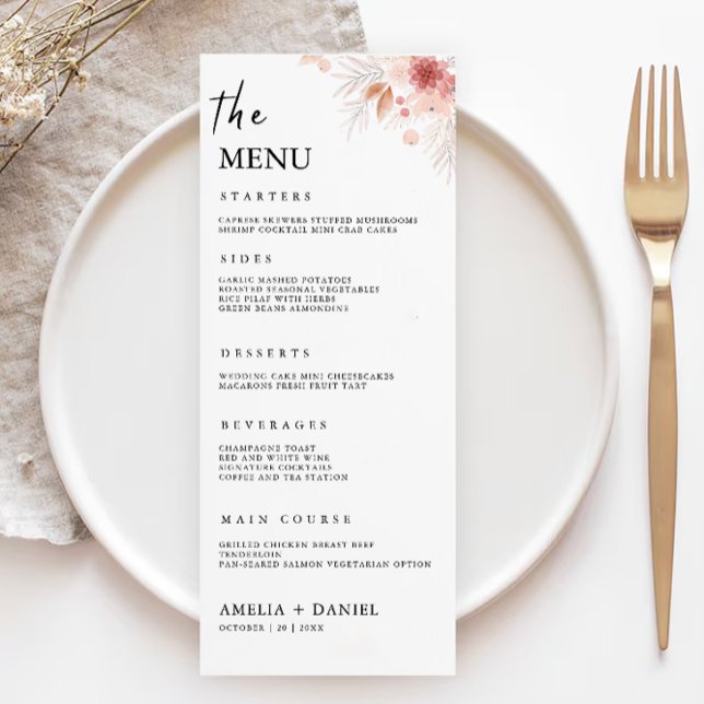 Wildflower Wedding Menu Cards Template (Wildflower Wedding Menu Cards Template)