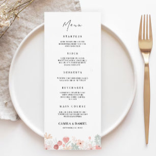 Wildflower Wedding Menu Cards Template