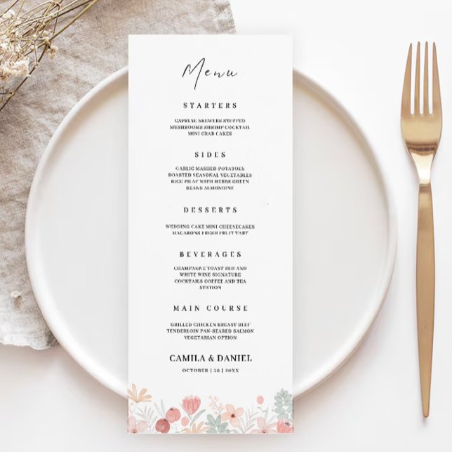Wildflower Wedding Menu Cards Template (Wildflower Wedding Menu Cards Template)