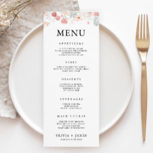 Wildflower Wedding Menu Cards Template
