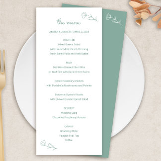Wildflower Wedding Menu in Sage