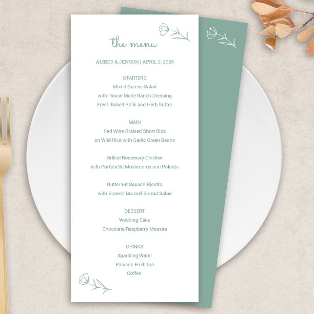 Wildflower Wedding Menu in Sage (Wildflower Wedding Menu in Sage Green)