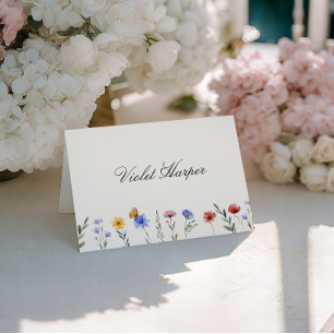 Wildflower Wedding Monogram Table Place Card