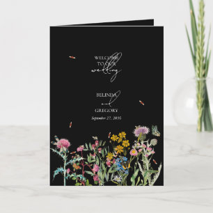 Wildflower Wedding Order of Service Black Boho Programme