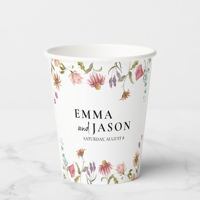 Wildflower Wedding Paper Cups (Back)