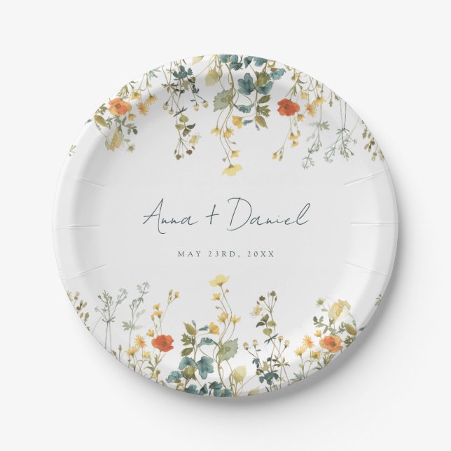 Wildflower Wedding Paper Plate (Front)