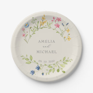 Wildflower Wedding Paper Plate