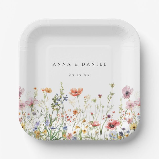 Wildflower Wedding Paper Plate (Front)