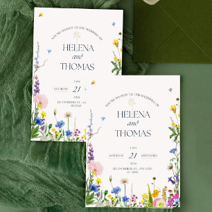 Wildflower Wedding Party Invitations 