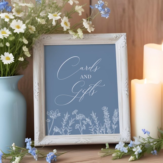 Wildflower Wedding Periwinkle Blue Card Gift Sign (Creator Uploaded)