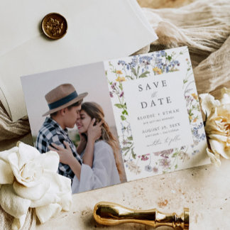 Wildflower Wedding Photo Save the Date Whimsical