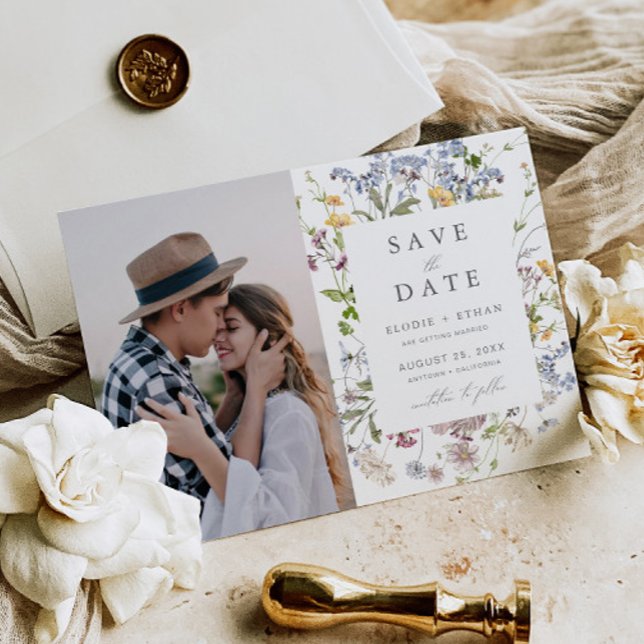 Wildflower Wedding Photo Save the Date Whimsical (Creator Uploaded)