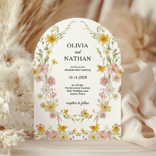 Wildflower Wedding Pink and Yellow Garden Invitation