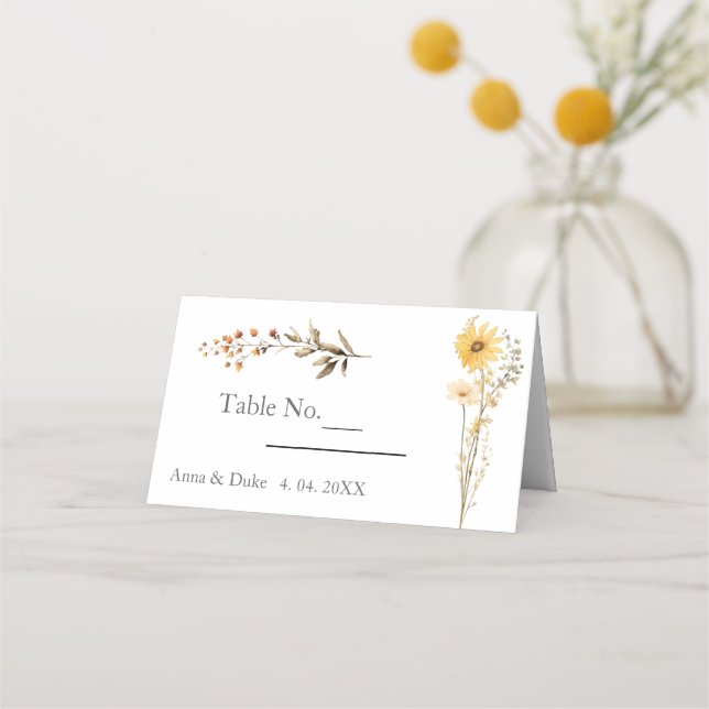 Wildflower Wedding Place Card (Front)