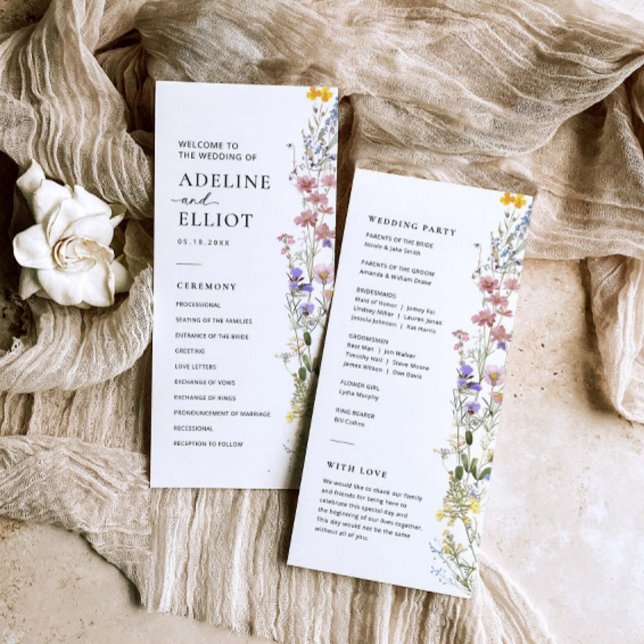 Wildflower Wedding Program Floral Wedding Program Programme (Creator Uploaded)