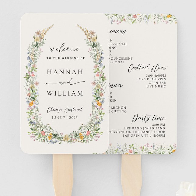 Wildflower Wedding Program Hand Fan (Creator Uploaded)