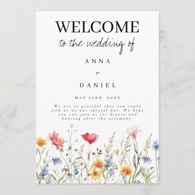 Wildflower Wedding Program Programme (Front)