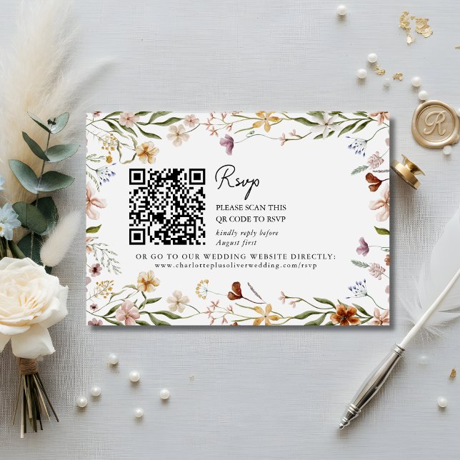 Wildflower Wedding QR RSVP Enclosure Card (Wildflower Wedding QR RSVP Enclosure Card)