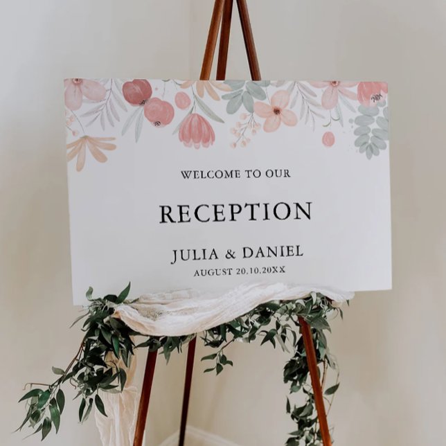 Wildflower Wedding Reception Welcome Sign  (Wildflower Wedding Reception Welcome Sign)